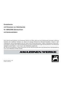 Einstellwerte mit Hinweisen zur Abdrehprobe f&uuml;r AMAZONE