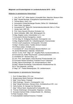 Mitglieder und Ersatzmitglieder im Landeskulturbeirat 2015 – 2018