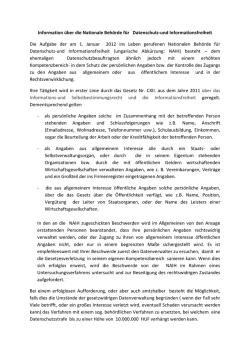 Information &uuml;ber die Nationale Beh&ouml;rde f&uuml;r Datenschutz