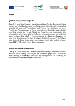 Hinweise &sect; 20/21 Verwaltungsverfahrensgesetz