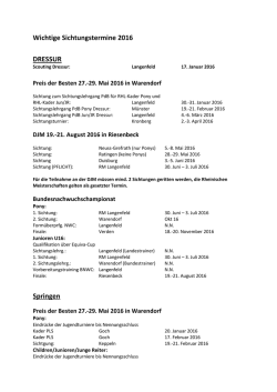 Wichtige Sichtungstermine 2016