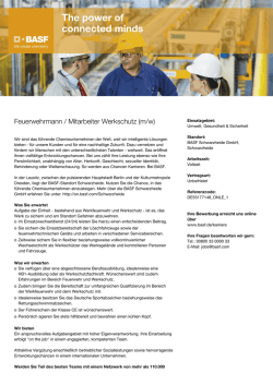 Feuerwehrmann / Mitarbeiter Werkschutz (m/w)