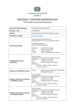 erasmus+ partner information - Technische Universität Chemnitz