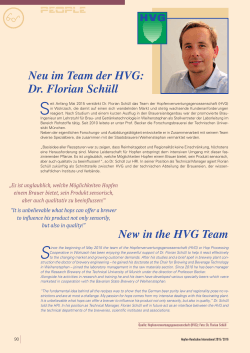 Neu im Team der HVG - Verband Deutscher Hopfenpflanzer e.V.