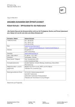 Hubert Schuler &ndash; SP Kandidat f&uuml;r den Nationalrat