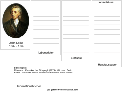 John Locke 1632 - 1704 Lebensdaten Einfl&uuml;sse Hauptaussagen
