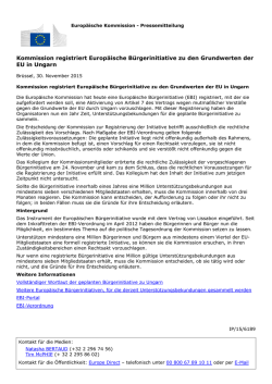 Kommission registriert Europäische Bürgerinitiative zu