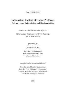 Information Content of Online Problems: Advice - ETH E