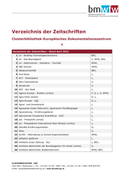 Verzeichnis der Zeitschriften