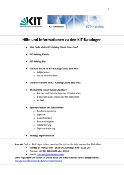 Hilfe und Informationen zu den KIT