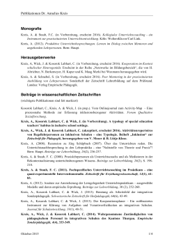 Monografie Herausgeberwerke Beiträge in wissenschaftlichen