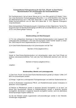 Bachelor Physik Lehramt - IDN