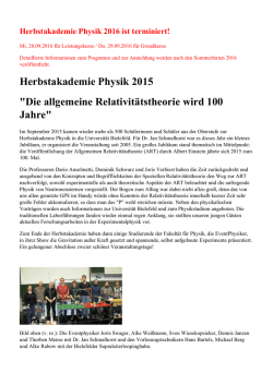 Herbstakademie Physik 2015 "Die allgemeine