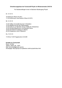 Orientierungsphase der Fachschaft Physik im Wintersemester 2015