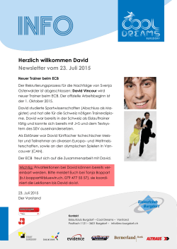 Herzlich willkommen David Newsletter vom 23. Juli 2015
