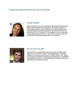Kurzportraits DI Birgit Herbinger & Dipl. Ing. David Lilek, MSc