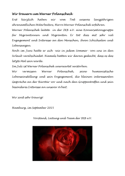 Wir trauern um Werner Polanscheck