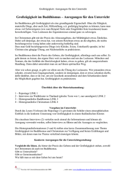 Gro&szlig;z&uuml;gigkeit im Buddhismus &ndash; Anregungen f&uuml;r den Unterricht