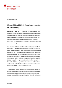 Planspiel Börse 2015 – Kreissparkasse veranstal