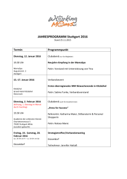 JAHRESPROGRAMM Stuttgart 2016