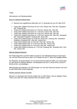 Gleisbauarbeiten und &Auml;nderungen Thalys - Voyages-sncf