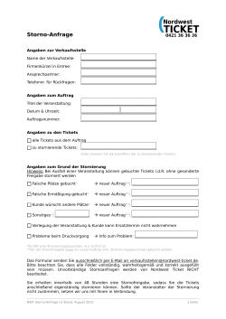 Storno Formular - Nordwest Ticket