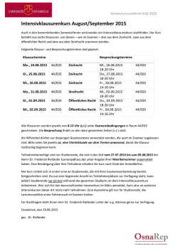 Intensivklausurenkurs August/September 2015