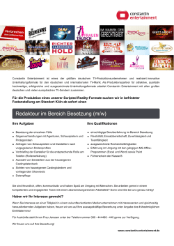 Redakteur im Bereich Besetzung (m/w)