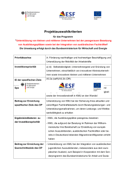 Projektauswahlkriterien - Europäischer Sozialfonds für Deutschland