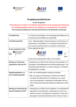 Projektauswahlkriterien - Europäischer Sozialfonds für Deutschland