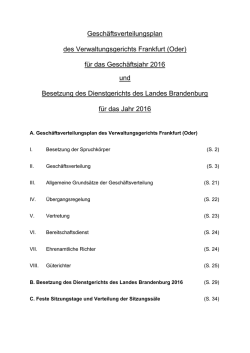 Gesch&auml;ftsverteilung 2016 - Verwaltungsgericht Frankfurt