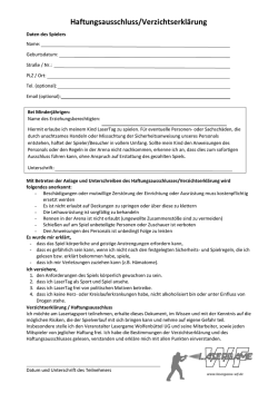 Haftungsausschluss/Verzichtserkl&auml;rung