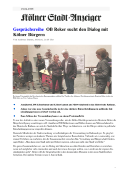 Gesprächsreihe OB Reker sucht den Dialog mit Kölner