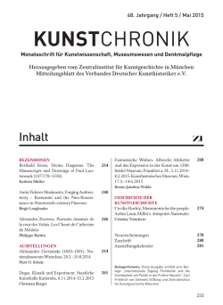 Heft 5, Mai 2015 - Zentralinstitut f&uuml;r Kunstgeschichte