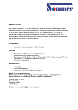 KFZ-Mechatroniker Die Sommer GmbH & Co. KG ist seit 1991 tätig