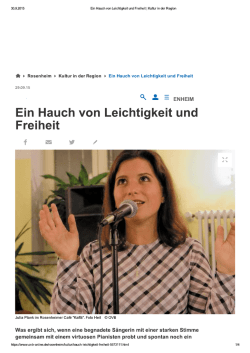 Ein Hauch von Leichtigkeit und Freiheit | Kultur in der Region