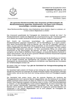 Die zyprischen Rechtsvorschriften &uuml;ber Anspr&uuml;che auf