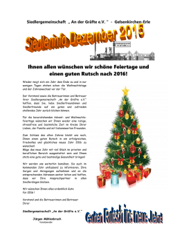 Ihnen allen w&uuml;nschen wir sch&ouml;ne Feiertage und einen guten Rutsch