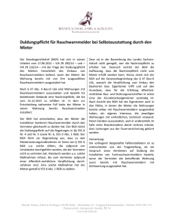 Duldungspflicht f&uuml;r Rauchwarn-melder bei Selbstausstattung durch
