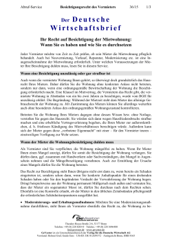 Besichtigungsrecht des Vermieters
