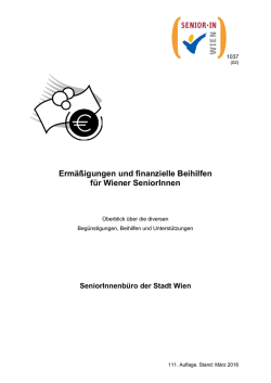 Erm&auml;&szlig;igungen und finanzielle Beihilfen f&uuml;r Wiener SeniorInnen