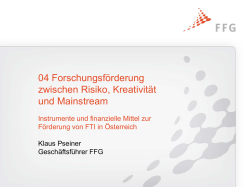Instrumente und finanzielle Mittel zur F&ouml;rderung von FTI in
