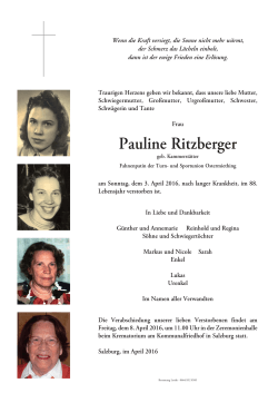 Pauline Ritzberger - Bestattung Lesiak