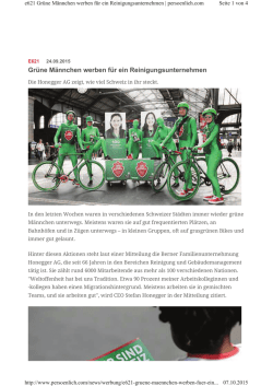 Gr&uuml;ne M&auml;nnchen werben f&uuml;r ein Reinigungsunternehmen