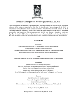 Silvester- Arrangement Wachbergschänke 31.12.2015