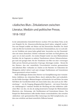 J&uuml;disches Blut&laquo;. Zirkulationen zwischen Literatur, Medizin und