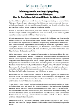 Erfahrungsbericht von Sonja Spiegelberg, Jurastudentin aus