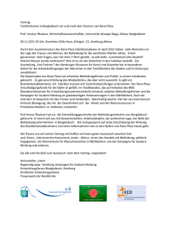 Informationen zum Vortrag Textilindustrie in Bangladesch