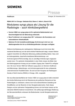 Presseinformation: Modulares syngo.plaza als Lösung für