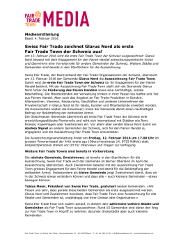 Swiss Fair Trade zeichnet Glarus Nord als erste Fair Trade Town der